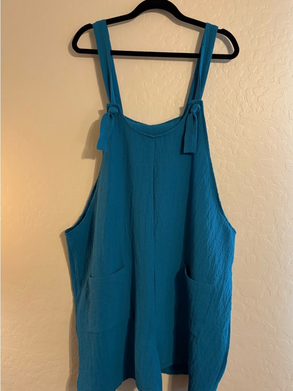 SHEIN Curve Turquoise Adjustable Tie Shorts Romper